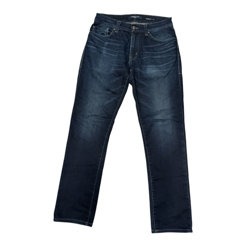 Fidelity Torino Slim Jeans Men Size 31 Dark Blue Wash Stretch Denim USA Made